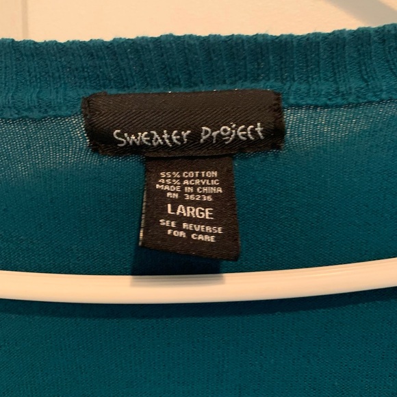 Teal Green Cardigan long Sleeves size large - Picture 3 of 3